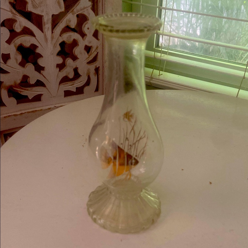 Decorative Avon Glass Vase with Fish Design